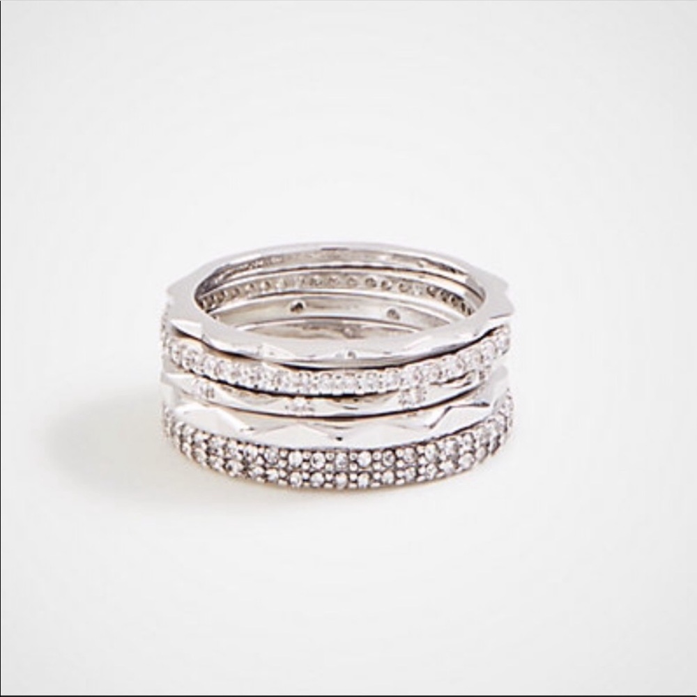Ann Taylor crystal stacked ring set